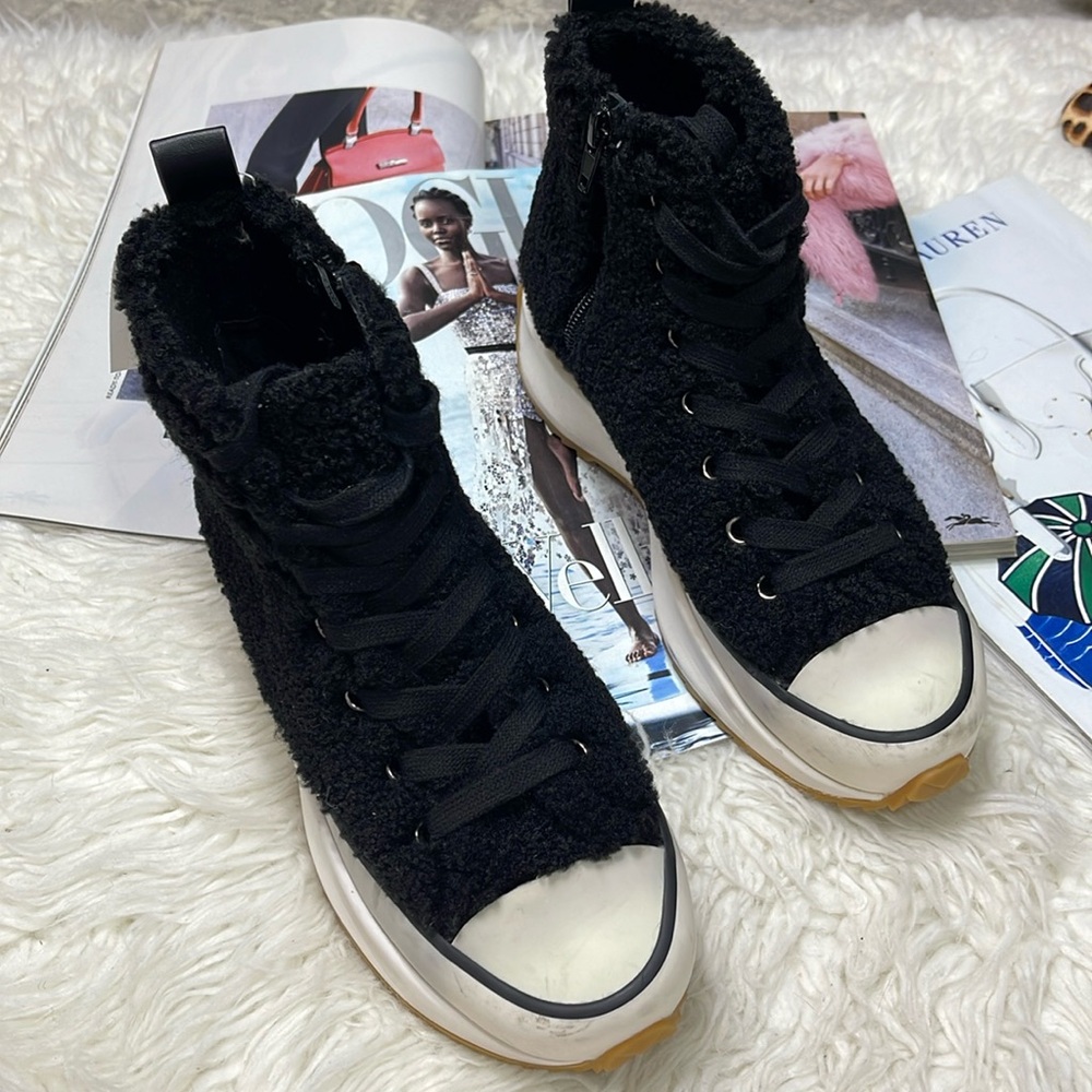 Steve Madden Shaft Faux Fur Platform Sneakers - Picture 3 of 16